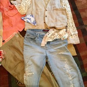 ⚜ Vintage LINEN SAGE TROUSERS  TRANSITIONAL LIKE NEW Sz 8